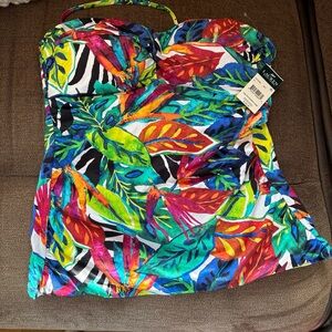 Lauren Ralph Lauren Women's Slimming  Tankini Size 10  New With Tags Tropical